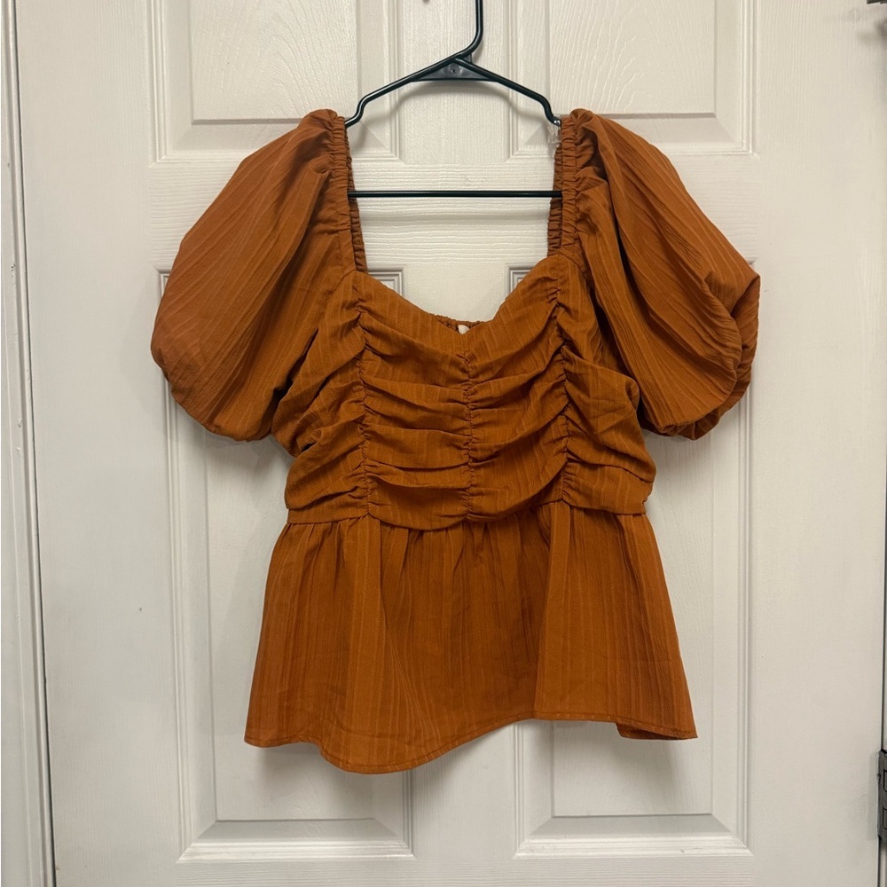 Entro Brown Sweetheart Puff Sleeve